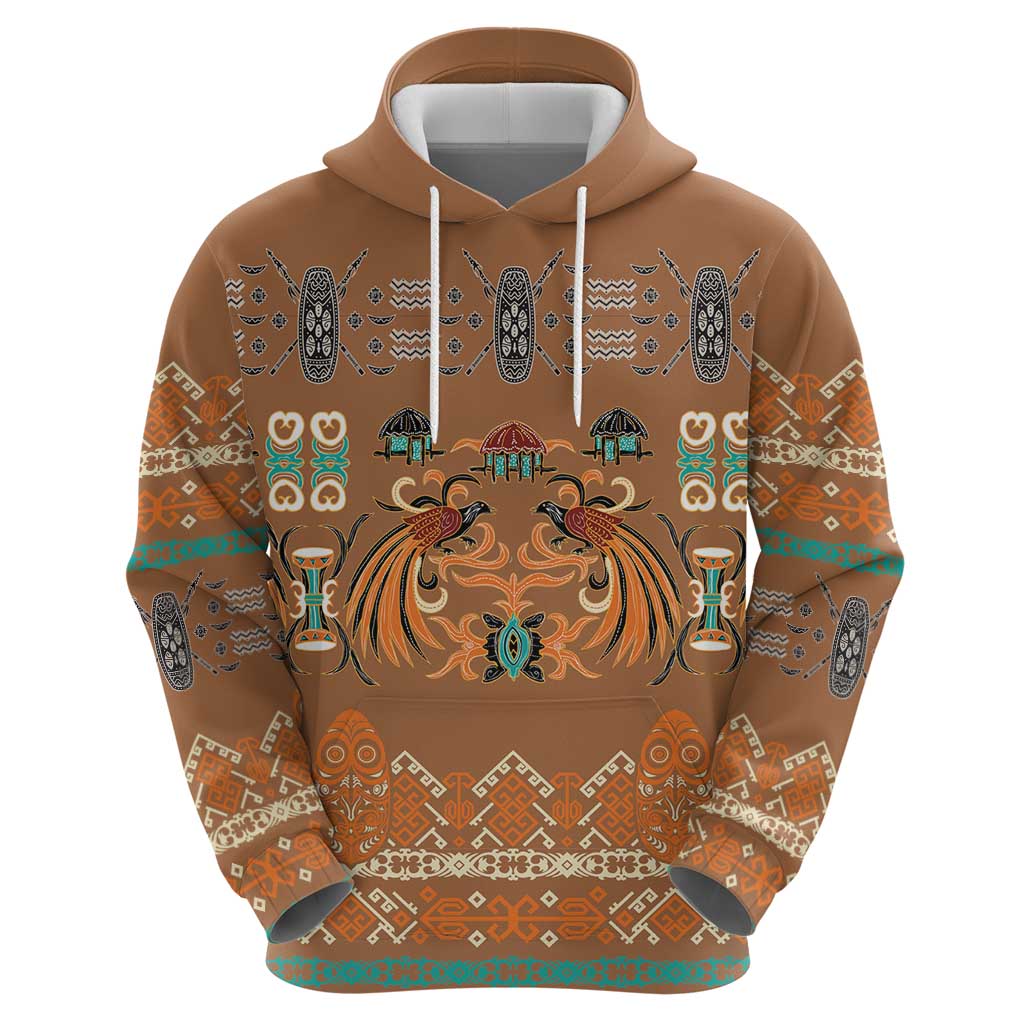 Terracotta Batik Papua-inspired Pattern Zip Hoodie - Polynesian Pride