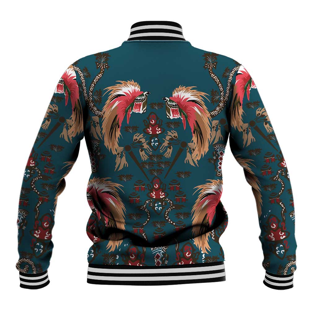 Dark Cyan Blue Bird of Batik Papua Baseball Jacket Exotic Natural Wealth of Papua LT9 - Polynesian Pride