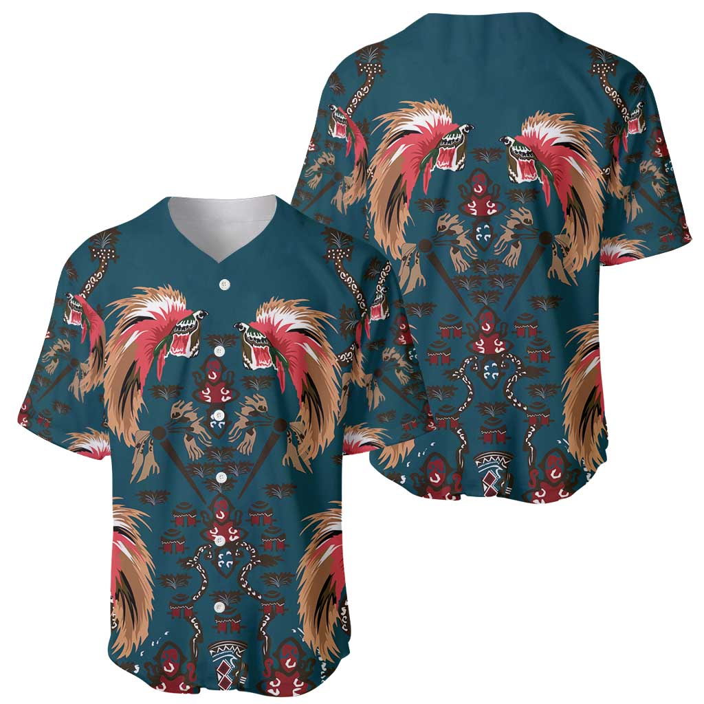 Dark Cyan Blue Bird of Batik Papua Baseball Jersey Exotic Natural Wealth of Papua - Polynesian Pride