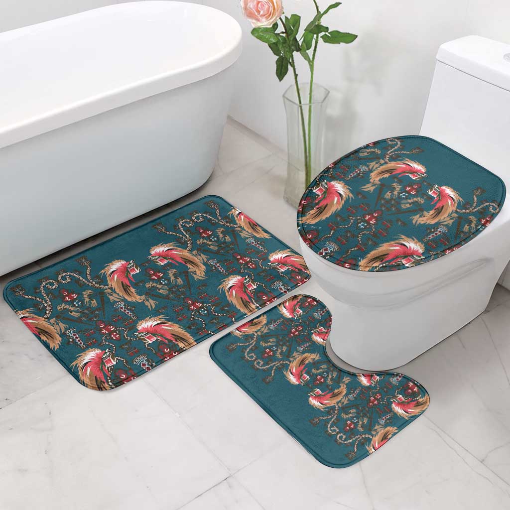 Dark Cyan Blue Bird of Batik Papua Bathroom Set Exotic Natural Wealth of Papua - Polynesian Pride