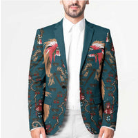 Dark Cyan Blue Bird of Batik Papua Blazer Exotic Natural Wealth of Papua LT9 - Polynesian Pride