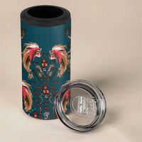 Dark Cyan Blue Bird of Batik Papua 4 in 1 Can Cooler Tumbler Exotic Natural Wealth of Papua - Polynesian Pride
