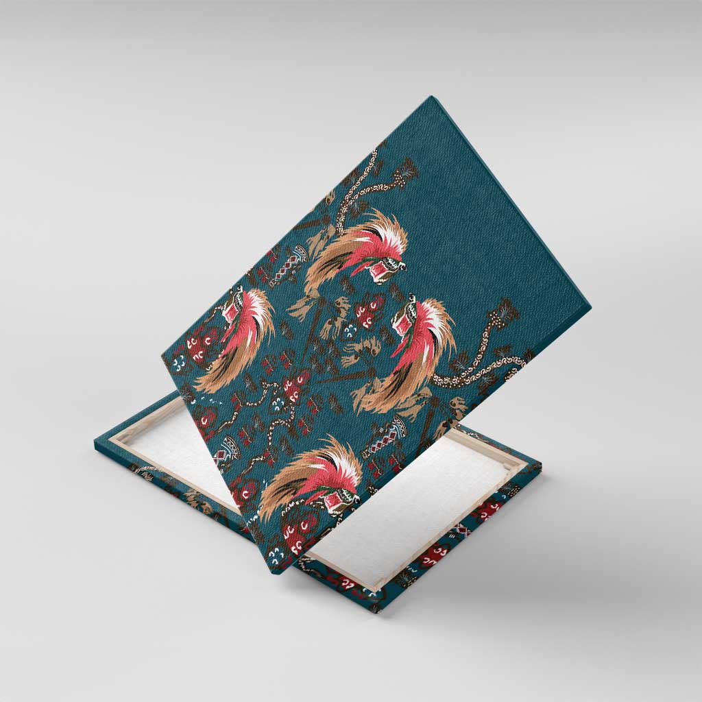 Dark Cyan Blue Bird of Batik Papua Canvas Wall Art Exotic Natural Wealth of Papua - Polynesian Pride