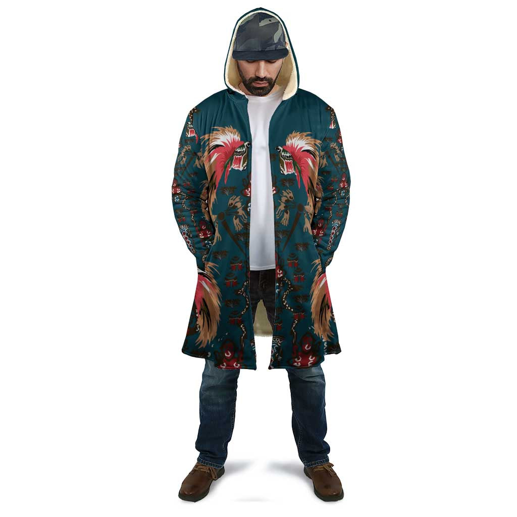 Dark Cyan Blue Bird of Batik Papua Cloak Exotic Natural Wealth of Papua - Polynesian Pride