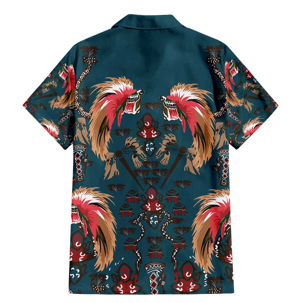 Dark Cyan Blue Bird of Batik Papua Family Matching Mermaid Dress and Hawaiian Shirt Exotic Natural Wealth of Papua - Polynesian Pride