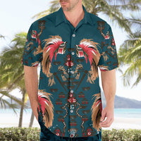 Dark Cyan Blue Bird of Batik Papua Hawaiian Shirt Exotic Natural Wealth of Papua - Polynesian Pride