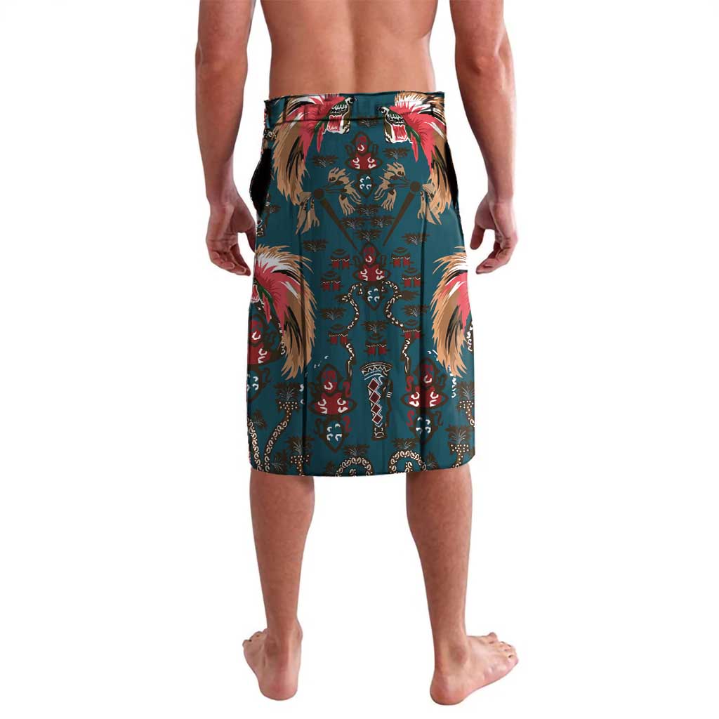 Dark Cyan Blue Bird of Batik Papua Lavalava Exotic Natural Wealth of Papua - Polynesian Pride