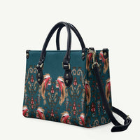 Dark Cyan Blue Bird of Batik Papua Leather Bag Exotic Natural Wealth of Papua - Polynesian Pride
