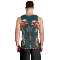 Dark Cyan Blue Bird of Batik Papua Men Tank Top Exotic Natural Wealth of Papua - Polynesian Pride