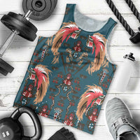 Dark Cyan Blue Bird of Batik Papua Men Tank Top Exotic Natural Wealth of Papua - Polynesian Pride