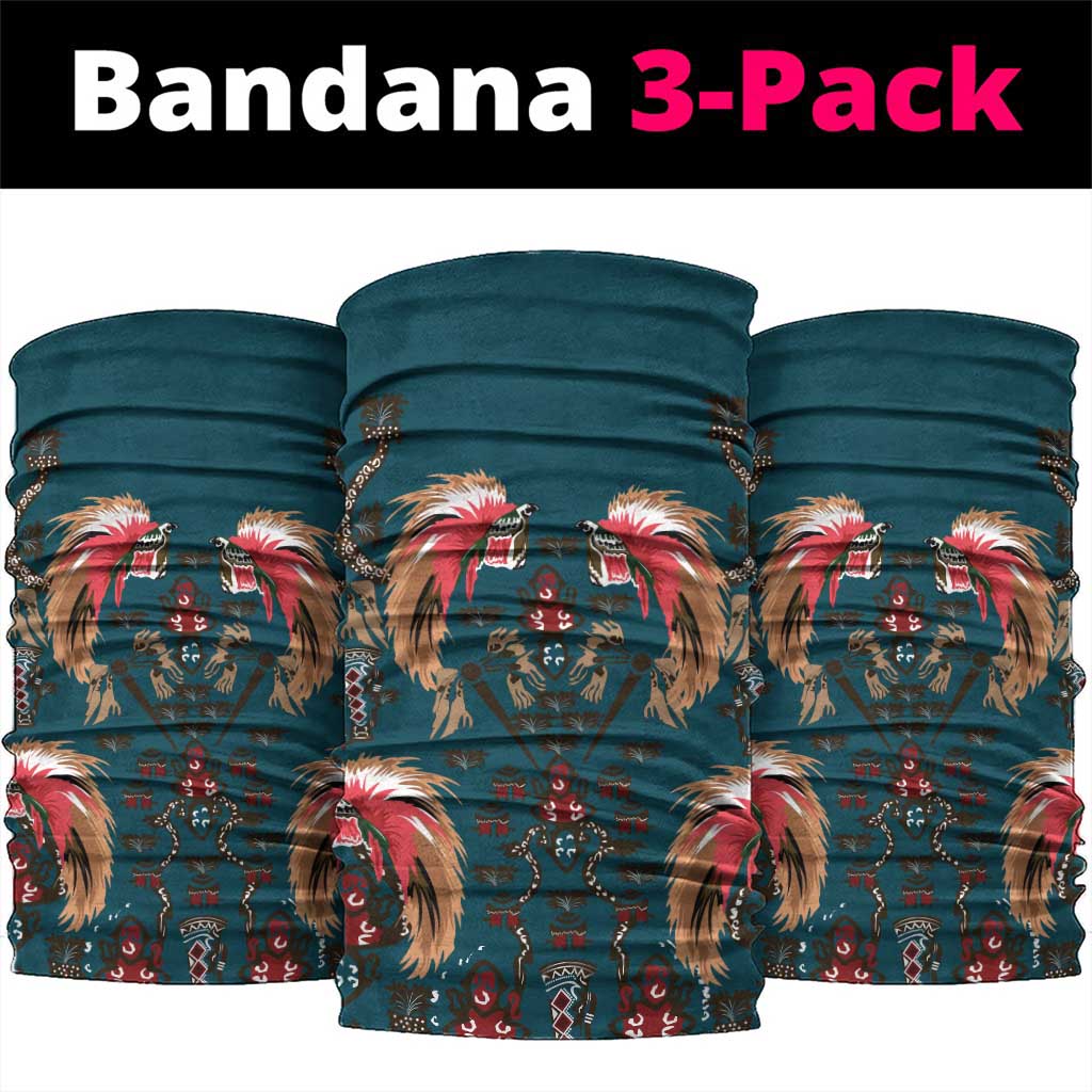 Dark Cyan Blue Bird of Batik Papua Neck Gaiter Exotic Natural Wealth of Papua LT9