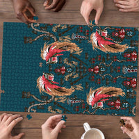 Dark Cyan Blue Bird of Batik Papua Puzzle Exotic Natural Wealth of Papua - Polynesian Pride