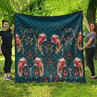 Dark Cyan Blue Bird of Batik Papua Quilt Exotic Natural Wealth of Papua LT9 - Polynesian Pride