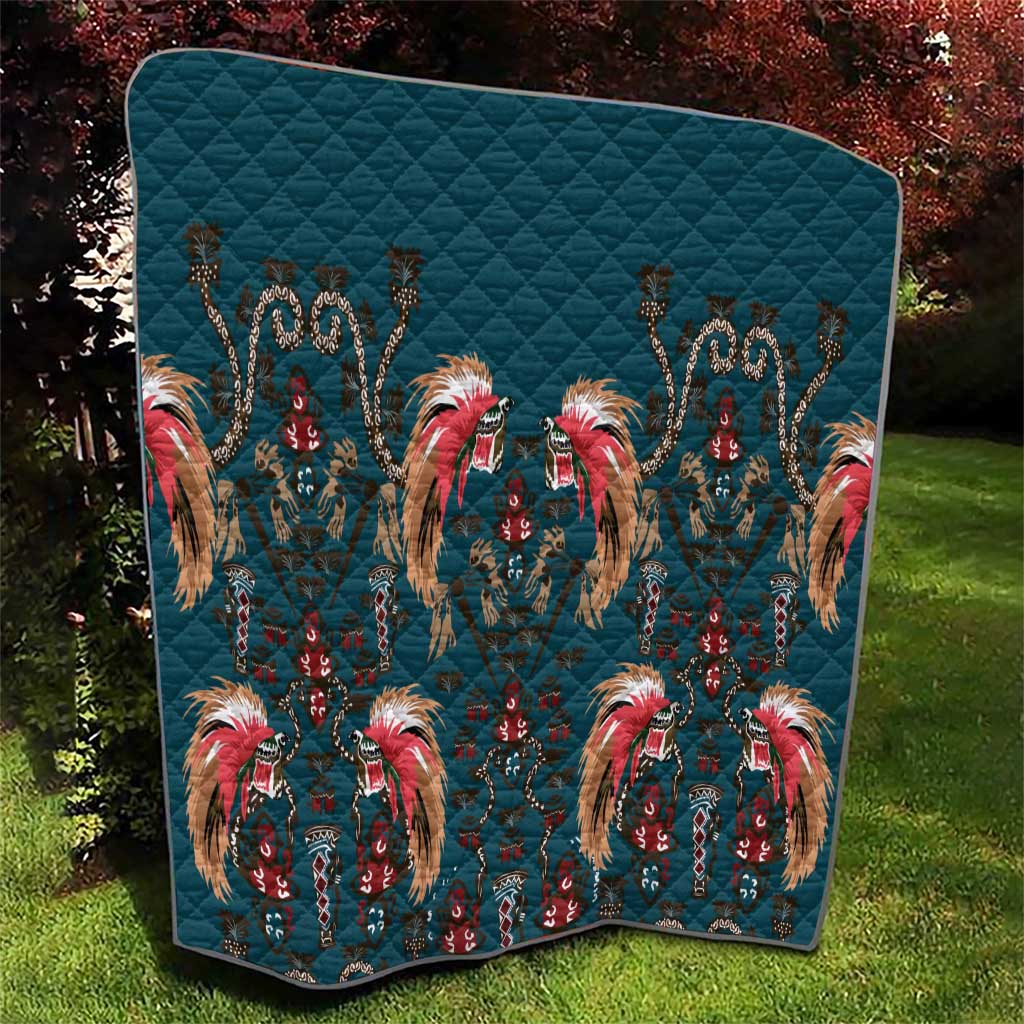Dark Cyan Blue Bird of Batik Papua Quilt Exotic Natural Wealth of Papua LT9 - Polynesian Pride