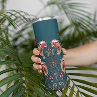 Dark Cyan Blue Bird of Batik Papua Skinny Tumbler Exotic Natural Wealth of Papua - Polynesian Pride