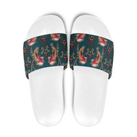 Dark Cyan Blue Bird of Batik Papua Slide Sandals Exotic Natural Wealth of Papua LT9 Blue - Polynesian Pride