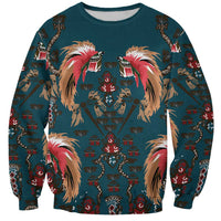 Dark Cyan Blue Bird of Batik Papua Sweatshirt Exotic Natural Wealth of Papua LT9 Unisex Blue - Polynesian Pride