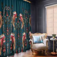 Dark Cyan Blue Bird of Batik Papua Window Curtain Exotic Natural Wealth of Papua LT9 - Polynesian Pride