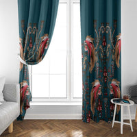 Dark Cyan Blue Bird of Batik Papua Window Curtain Exotic Natural Wealth of Papua LT9 - Polynesian Pride