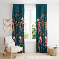 Dark Cyan Blue Bird of Batik Papua Window Curtain Exotic Natural Wealth of Papua LT9 - Polynesian Pride