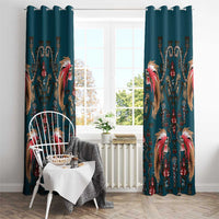 Dark Cyan Blue Bird of Batik Papua Window Curtain Exotic Natural Wealth of Papua LT9 - Polynesian Pride