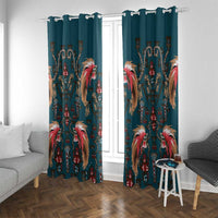 Dark Cyan Blue Bird of Batik Papua Window Curtain Exotic Natural Wealth of Papua LT9 With Grommets Blue - Polynesian Pride