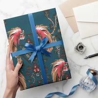 Dark Cyan Blue Bird of Batik Papua Wrapping Paper Exotic Natural Wealth of Papua - Polynesian Pride