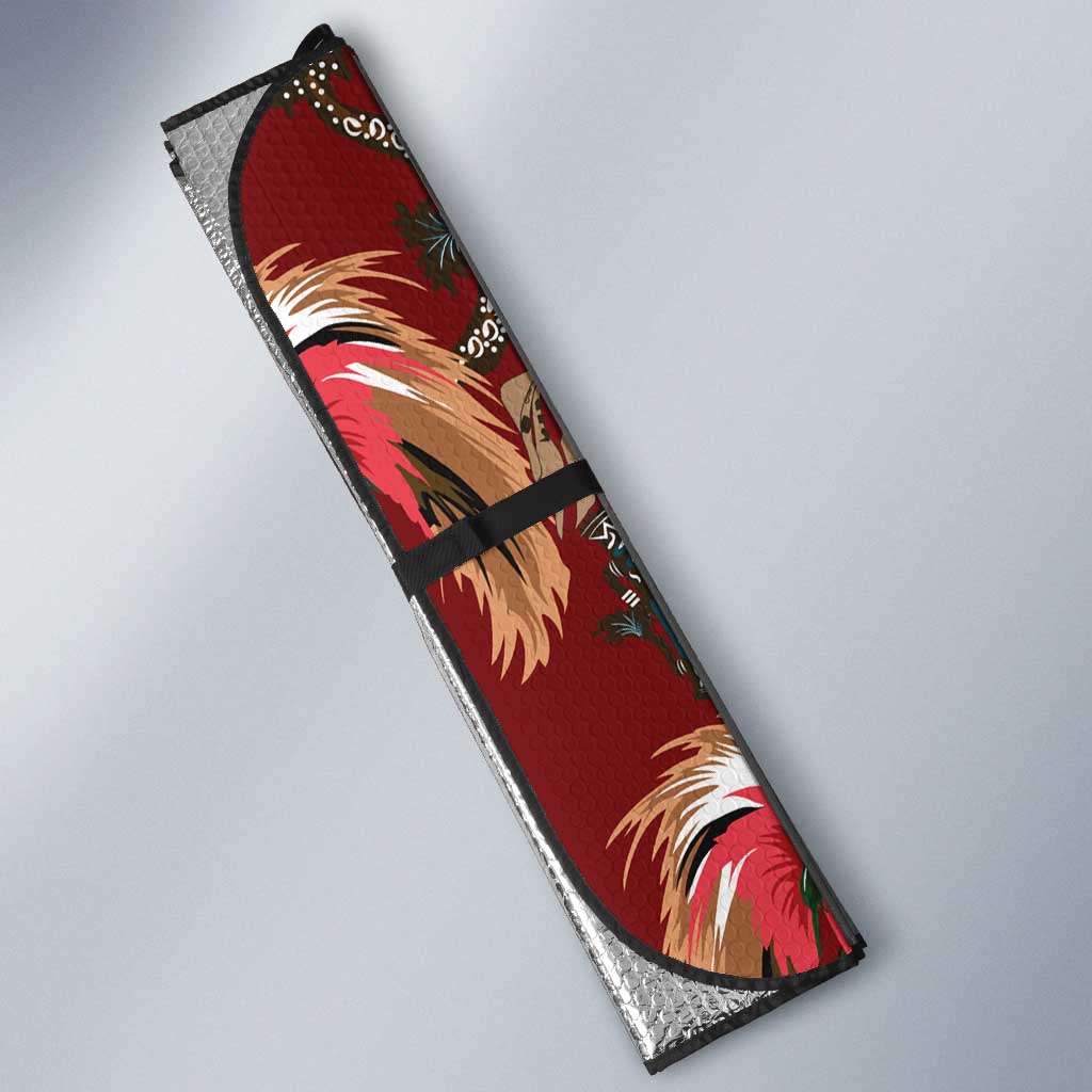 Oxblood Bird of Batik Papua Auto Sun Shade Exotic Natural Wealth of Papua - Polynesian Pride