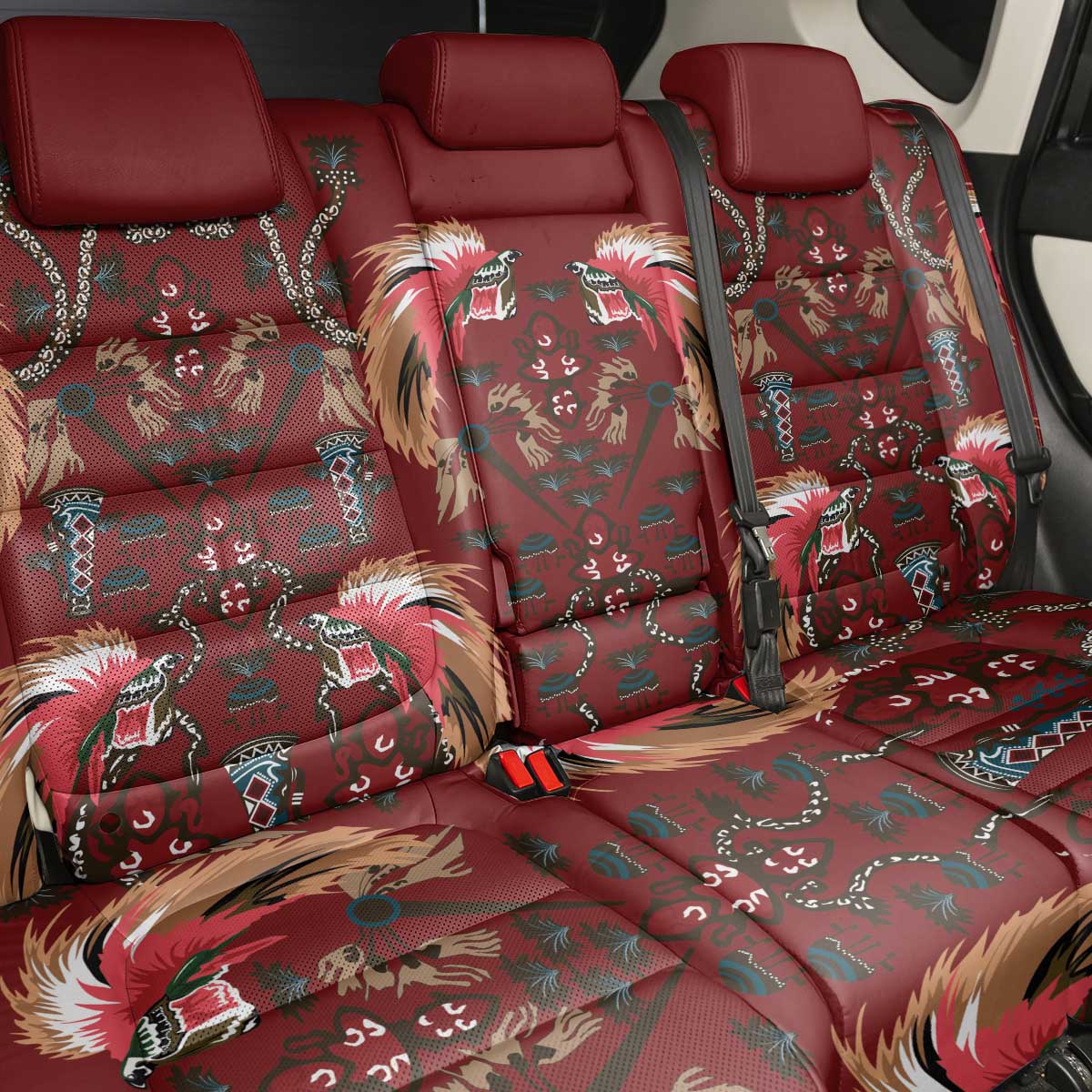 Oxblood Bird of Batik Papua Back Car Seat Cover Exotic Natural Wealth of Papua - Polynesian Pride