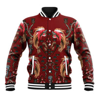 Oxblood Bird of Batik Papua Baseball Jacket Exotic Natural Wealth of Papua LT9 Unisex Red - Polynesian Pride