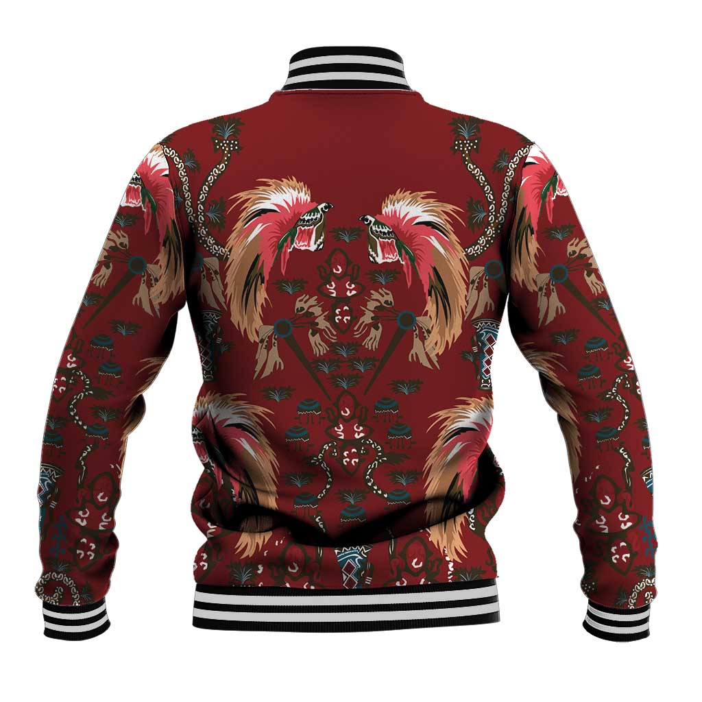 Oxblood Bird of Batik Papua Baseball Jacket Exotic Natural Wealth of Papua LT9 - Polynesian Pride