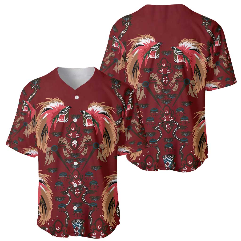 Oxblood Bird of Batik Papua Baseball Jersey Exotic Natural Wealth of Papua - Polynesian Pride