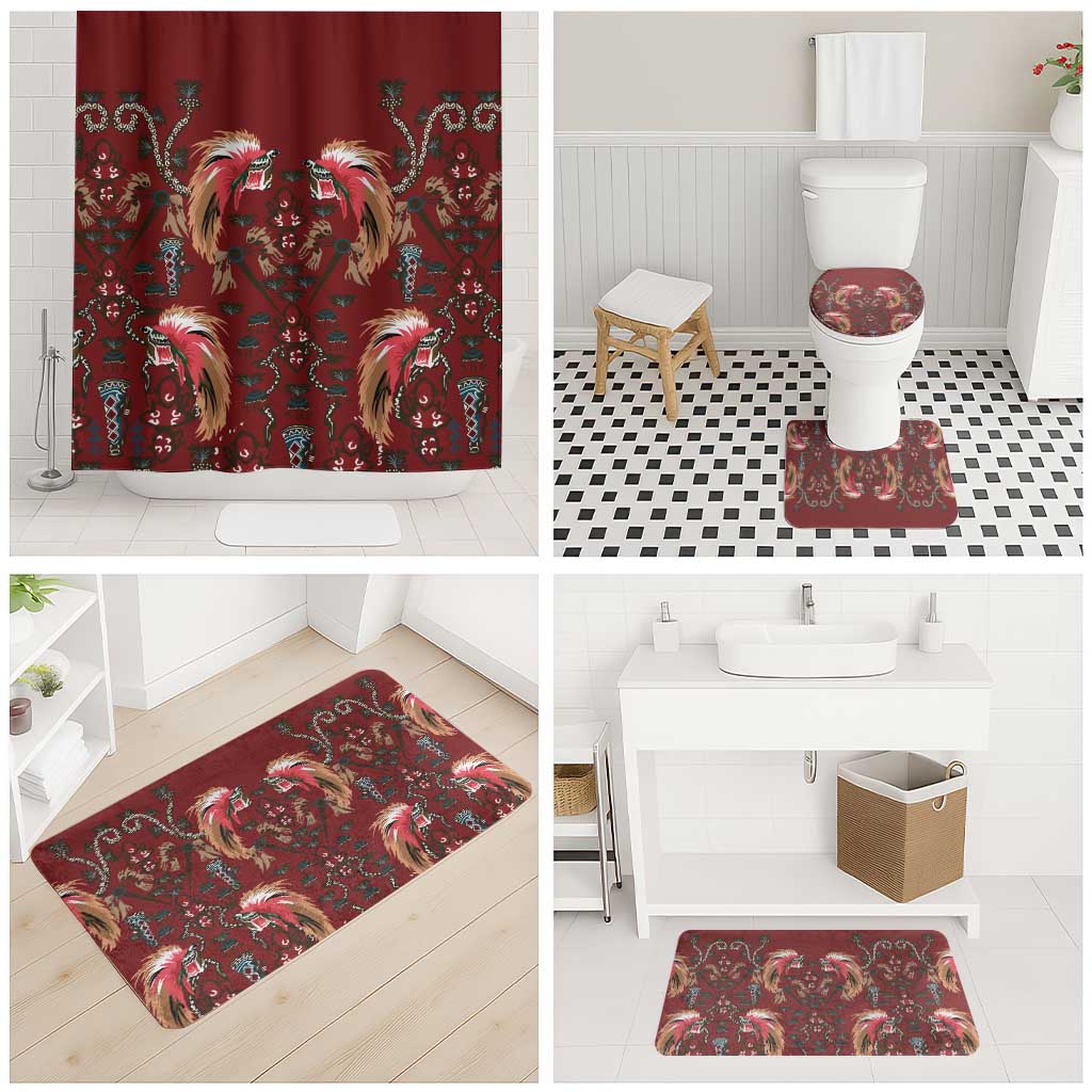 Oxblood Bird of Batik Papua Bathroom Set Exotic Natural Wealth of Papua - Polynesian Pride