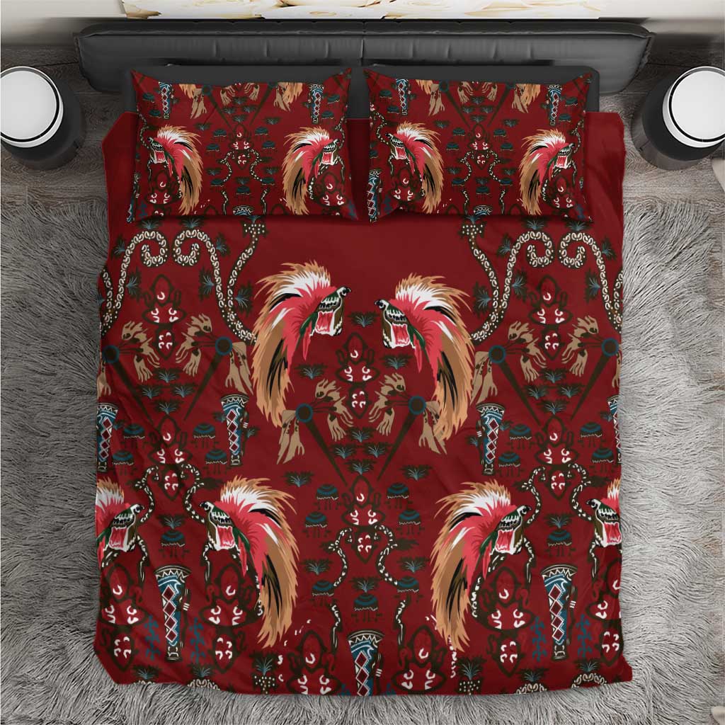 Oxblood Bird of Batik Papua Bedding Set Exotic Natural Wealth of Papua - Polynesian Pride