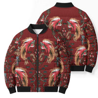 Oxblood Bird of Batik Papua Bomber Puffer Jacket Exotic Natural Wealth of Papua LT9 - Polynesian Pride
