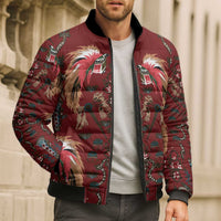 Oxblood Bird of Batik Papua Bomber Puffer Jacket Exotic Natural Wealth of Papua LT9 - Polynesian Pride