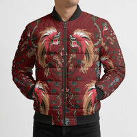 Oxblood Bird of Batik Papua Bomber Puffer Jacket Exotic Natural Wealth of Papua LT9 - Polynesian Pride