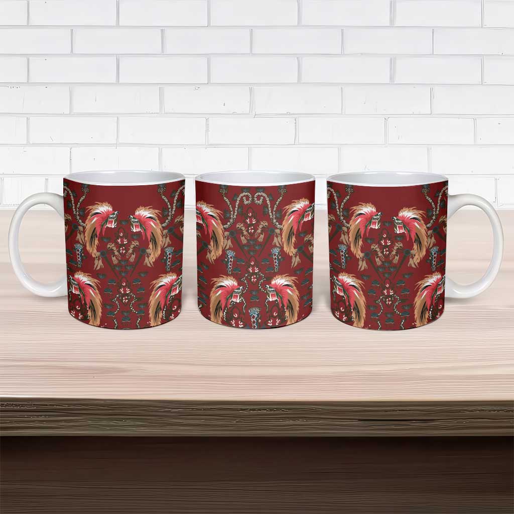 Oxblood Bird of Batik Papua Ceramic Mug Exotic Natural Wealth of Papua - Polynesian Pride