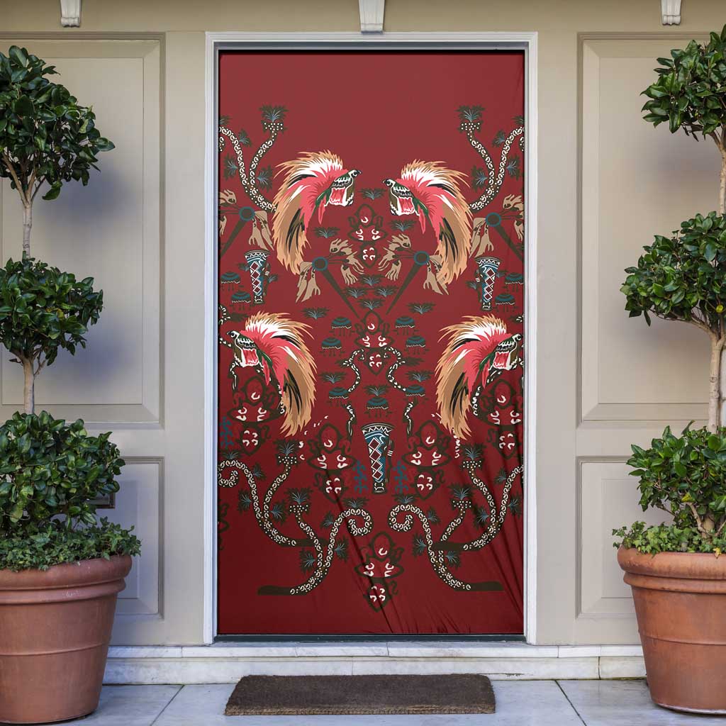 Oxblood Bird of Batik Papua Door Cover Exotic Natural Wealth of Papua - Polynesian Pride