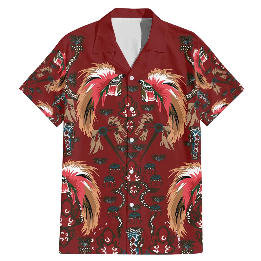 Oxblood Bird of Batik Papua Family Matching Mermaid Dress and Hawaiian Shirt Exotic Natural Wealth of Papua - Polynesian Pride