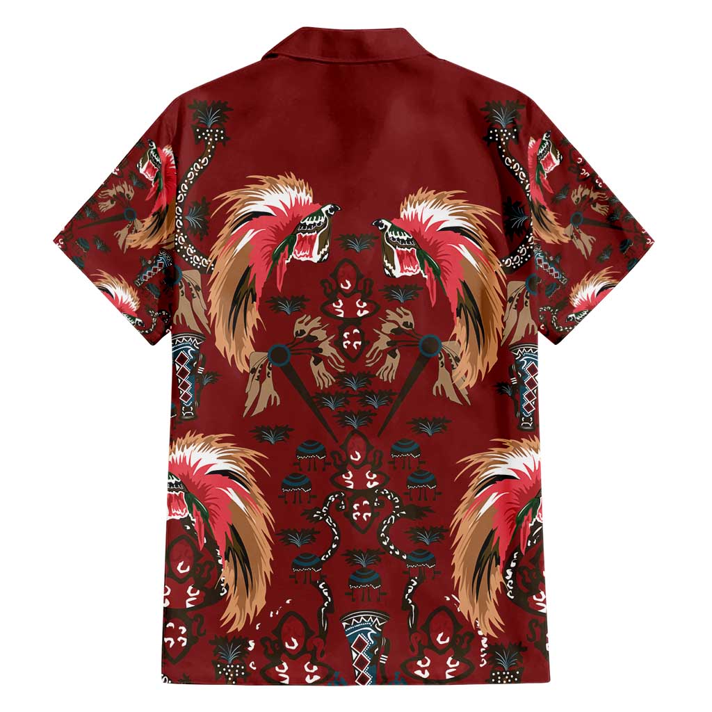 Oxblood Bird of Batik Papua Hawaiian Shirt Exotic Natural Wealth of Papua - Polynesian Pride