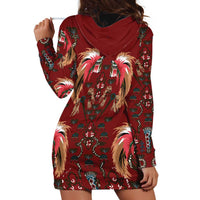 Oxblood Bird of Batik Papua Hoodie Dress Exotic Natural Wealth of Papua - Polynesian Pride