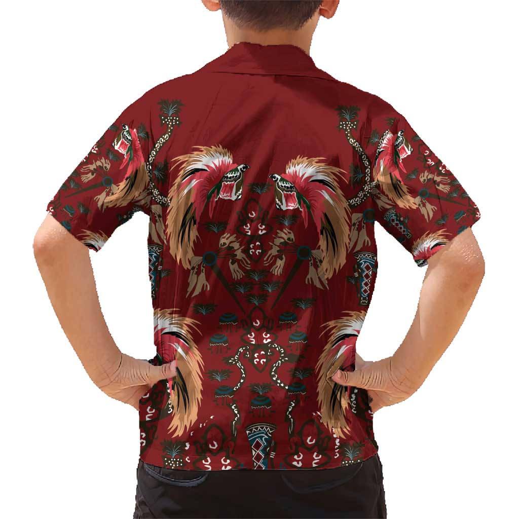 Oxblood Bird of Batik Papua Kid Hawaiian Shirt Exotic Natural Wealth of Papua - Polynesian Pride