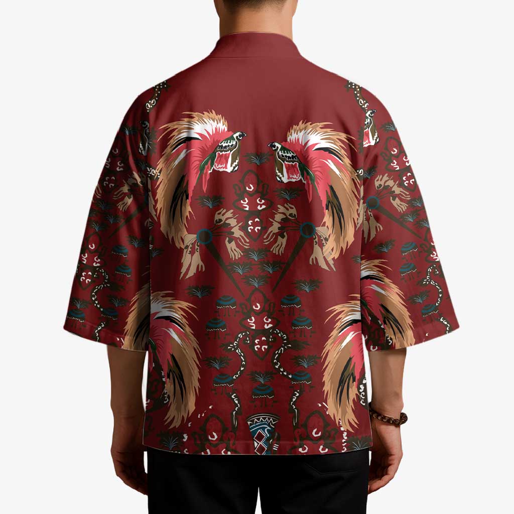 Oxblood Bird of Batik Papua Kimono Exotic Natural Wealth of Papua LT9 - Polynesian Pride