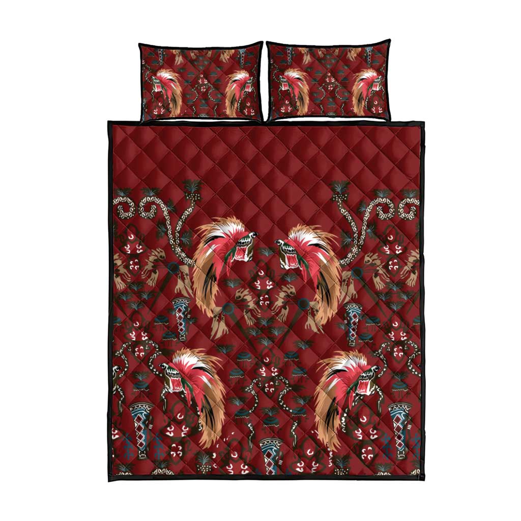 Oxblood Bird of Batik Papua Quilt Bed Set Exotic Natural Wealth of Papua - Polynesian Pride