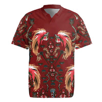Oxblood Bird of Batik Papua Rugby Jersey Exotic Natural Wealth of Papua - Polynesian Pride