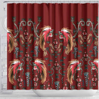 Oxblood Bird of Batik Papua Shower Curtain Exotic Natural Wealth of Papua - Polynesian Pride