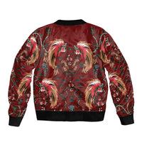 Oxblood Bird of Batik Papua Sleeve Zip Bomber Jacket Exotic Natural Wealth of Papua LT9 - Polynesian Pride