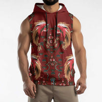 Oxblood Bird of Batik Papua Sleeveless Hoodie Exotic Natural Wealth of Papua LT9 - Polynesian Pride