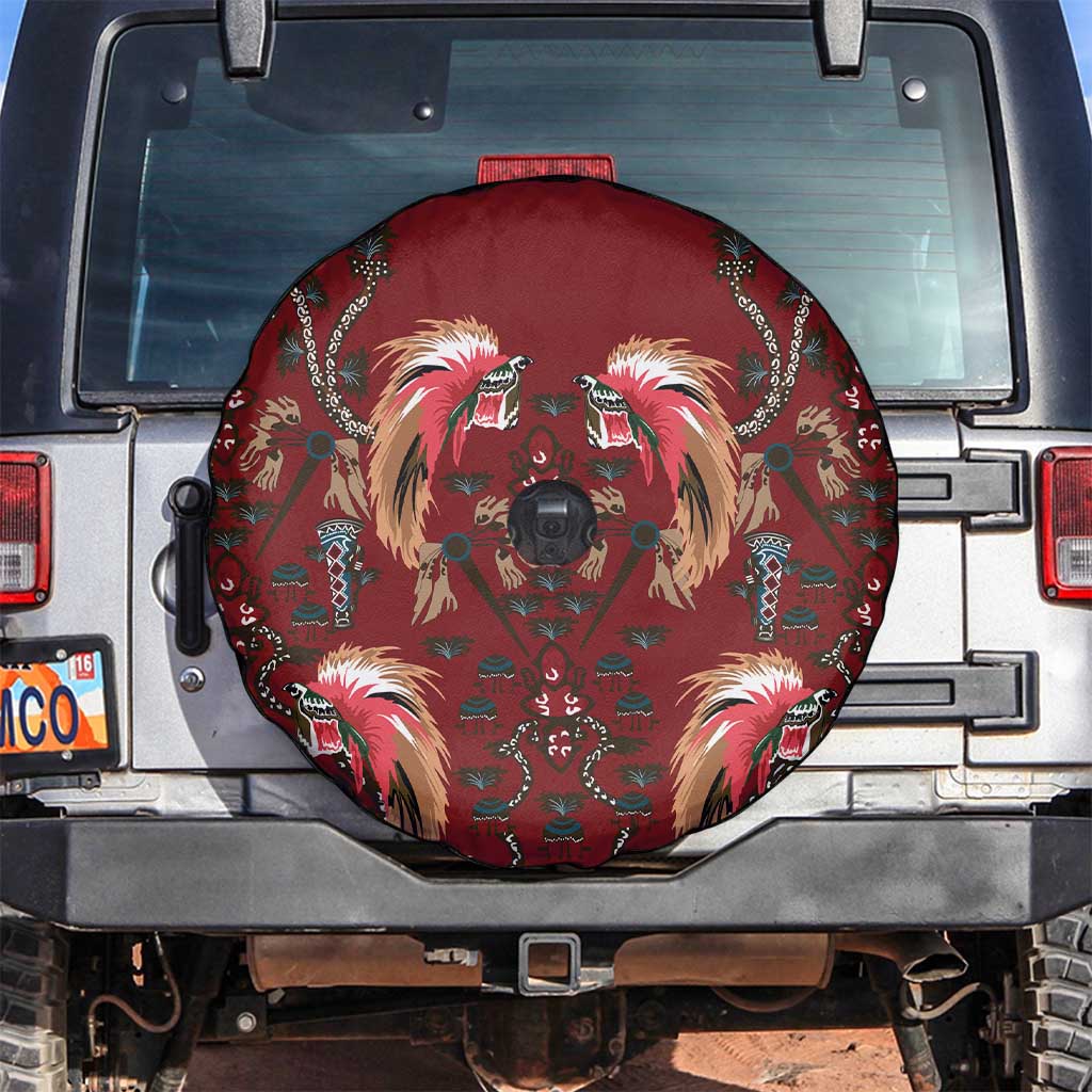 Oxblood Bird of Batik Papua Spare Tire Cover Exotic Natural Wealth of Papua - Polynesian Pride